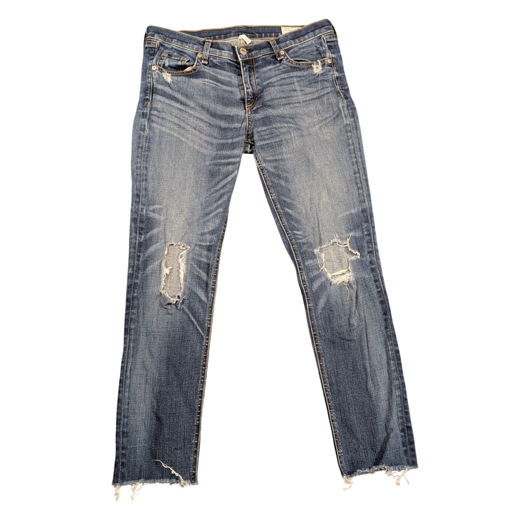 rag & bone Women Skinny‎ Mid Rise Distressed Medium Wash Denim Jeans Size 28